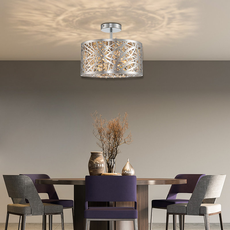 Mercer41 Drum SemiFlush Mount Ceiling Light with Crystals, 5Light